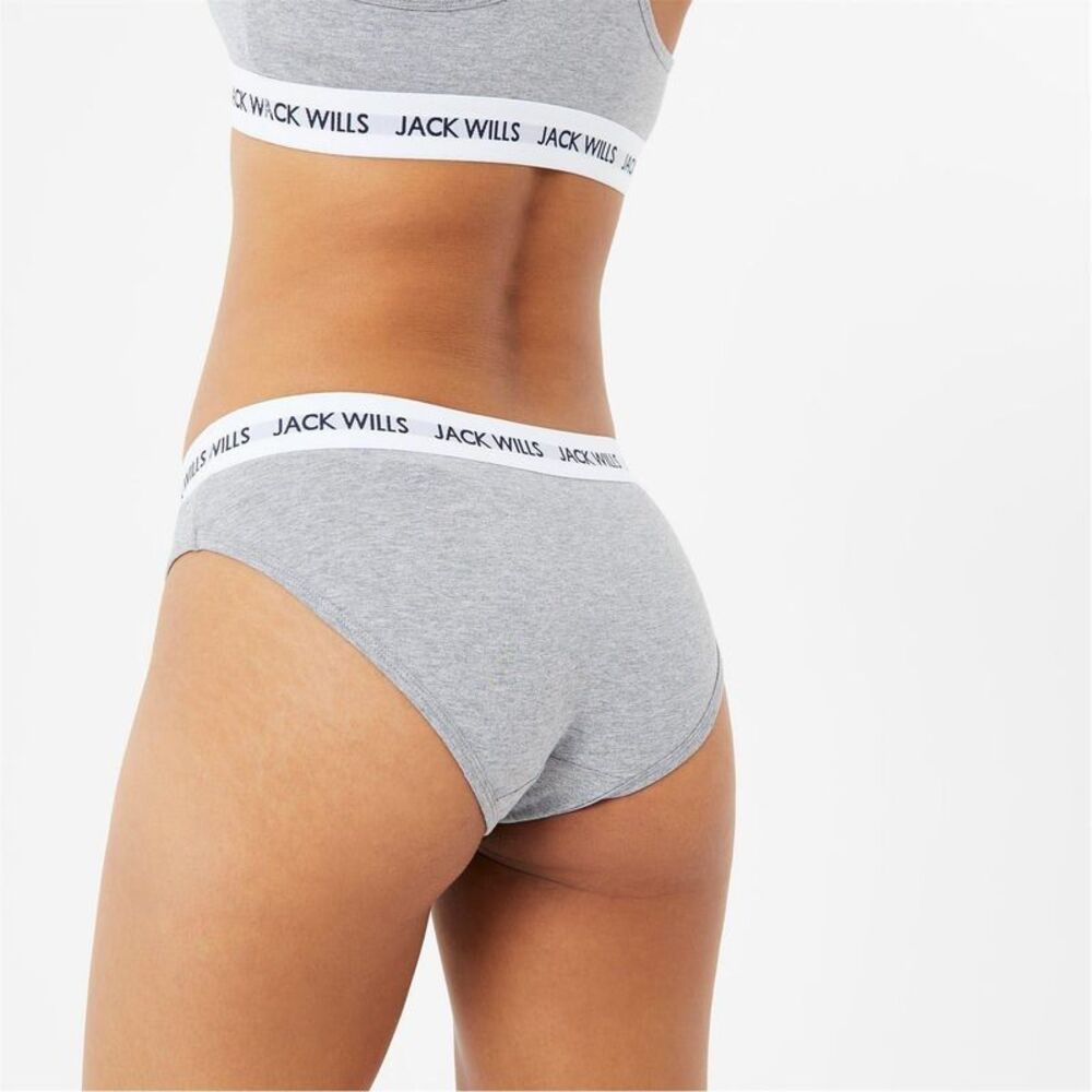 Jack Wills Womens/Ladies Repeat Logo Briefs (Pack of 3) / White/Gray/Black